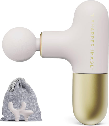 Sharper Image Powerboost Move - Mini Percussion Massage Gun| 4 Attachments, 4 Speeds, FSA Eligible| Full Body Back & Shoulder Massager| Deep Tissue Muscle Recovery| Portable Pain Relief Massage Tool
