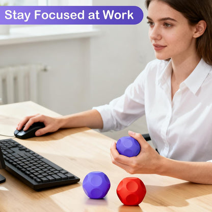 Sensory Stress Balls - Fidget Toy for Adults & Teen, Silicone Polyhedron Hand Therapy Ball with Beads Inside Relief Stress Squeeze Toy for Autism & ADHD, Office Desk Toy