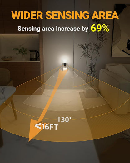 Lyridz Amber Night Light with Motion Sensor, 1-150LM Dimmable Plug-in Nightlight Indoor for Bedroom, Bathroom, Hallway, Stairs, Pet House, Toilet, 2 Pack