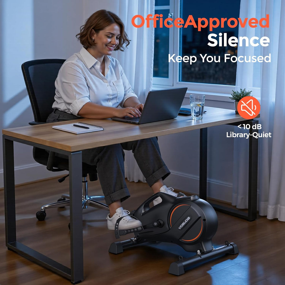 YOSUDA Under Desk Bike with 16-Level Magnetic Resistance & Bluetooth App