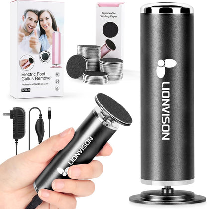 LIONVISON Electric Foot Callus Remover: Adjustable Speed Foot File for Cracked Heels - Working Women's Summer Pedicure Tool with 60pcs Sandpaper Discs - Dead Skin Remover for Dry Feet at-Home