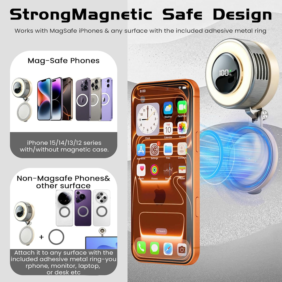 Portable Clip-On Fan, Mini USB Rechargeable 360° Rotatable Fan, Personal Fan 3-Speed Silent Mini Bladeless Fans (White)