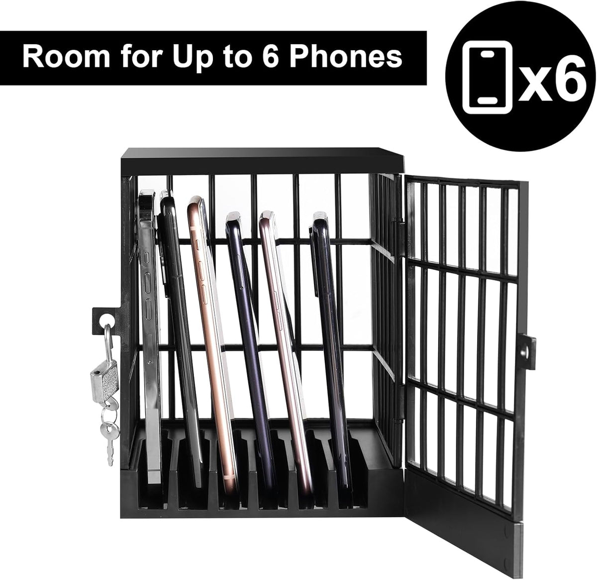 Gemaxvoled Cell Phone Jail Lock Box, Mobile Phones Prison Lockable Cage for Classroom Family Time Party