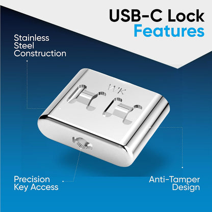 USB C Port Blockers, Stainless Steel Security Locks with Key