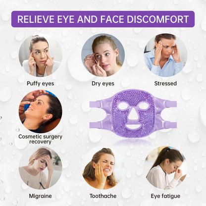 ZNÖCUETÖD Cold Face Eye Mask Ice Pack Reduce Facial Puff, Dark Circles, Hot Cold Compress Pack, Face SPA Gift for Woman Sleeping, Pressure, Headaches, Skin Care, Post Laser Cosmetic Care, Reversible