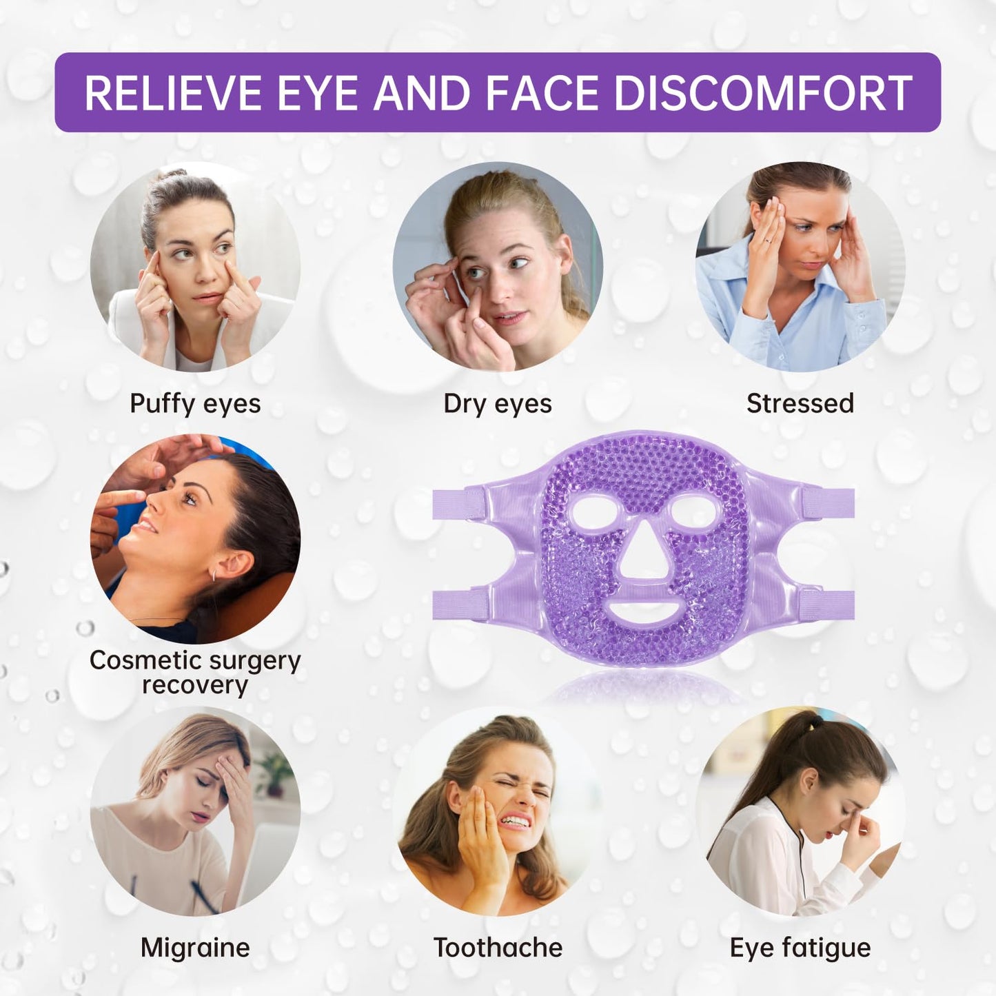 ZNÖCUETÖD Cold Face Ice Mask Facial Ice Pack, Hot Cold Compress for Face