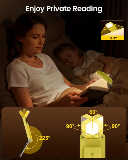 Glocusent Eye-Caring 12 LED Book Light, Compact Rechargeable Reading Light