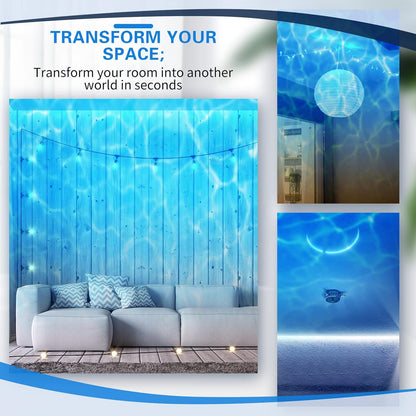 Riakrum 6 Pcs Water Effect Projector Light Winter LED Ocean Wave Projector Water Wave Effect Night Light Rotating Room 360 Degree Lamp Lighting for Bedroom Under Sea Wedding Party Decoration (Blue)