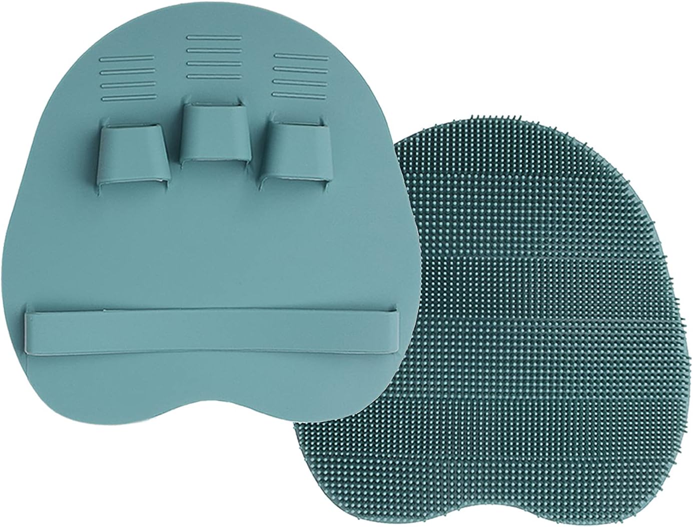 2 Pack Soft Silicone Shower Brush, Body & Face & Short Hair Wash, Bath Exfoliating Skin Massage Scrubber, Dry Skin Brushing Glove Loofah, Fit for Sensitive and All Kinds of Skin (PeonyPink+Green)