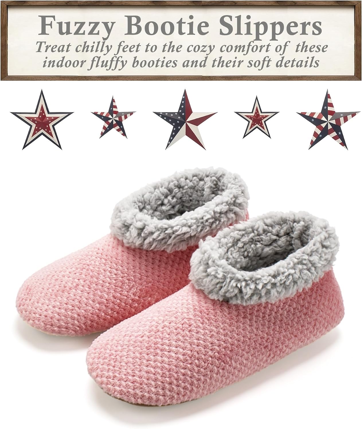 Cozylook Fuzzy Slippers for Women Indoor Soft Sole Slipper Socks with Non Slip Grippers Warm Fluffy
