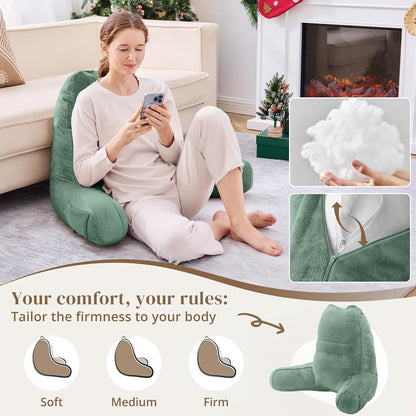 Sasttie Reading Pillows for Sitting in Bed Adult, Back Pillow Bed Sitting Up, Back-Rest Support Cushion for Sit Up on Couch, Sofa, and Floor, Dorm Essentials, Oeko-Tex Certified, Dark Grey