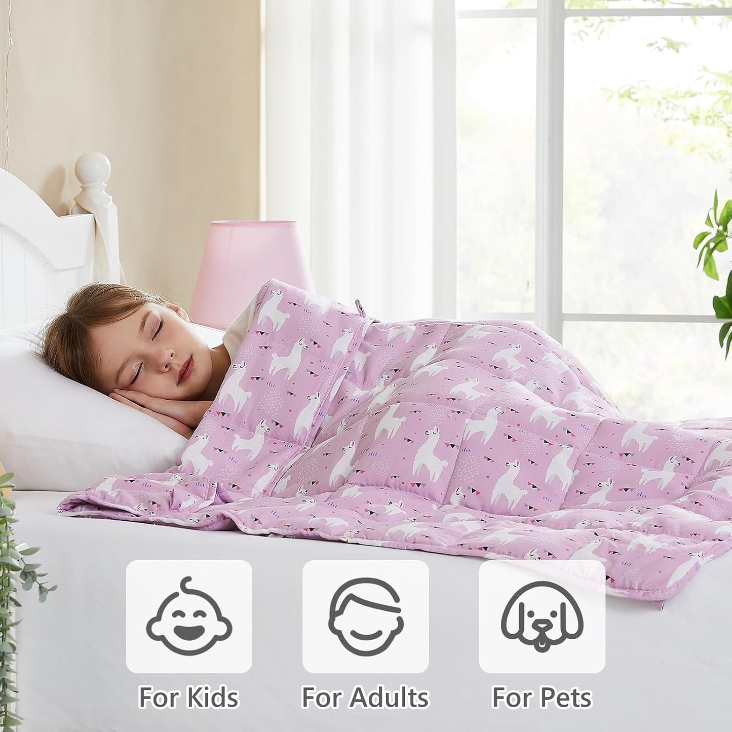 L'AGRATY Weighted Lap Pad 7lb: Small Weighted Blanket for Adults - Cooling Portable Travel Blanket for Relaxation Sleeping - Washable All-Season (29" x 24")