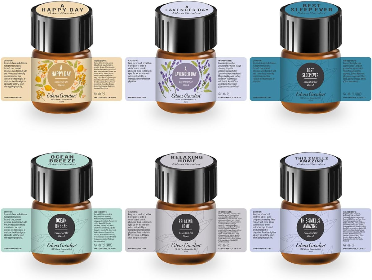 Edens Garden Top Essential Oil Blends Sampler 18 Set – 100% Pure Therapeutic Grade, Natural, Undiluted Aromatherapy Scents for Diffusers & Humidifiers – Wellness Gift for Men & Women, .92 ml/ 18 Pack