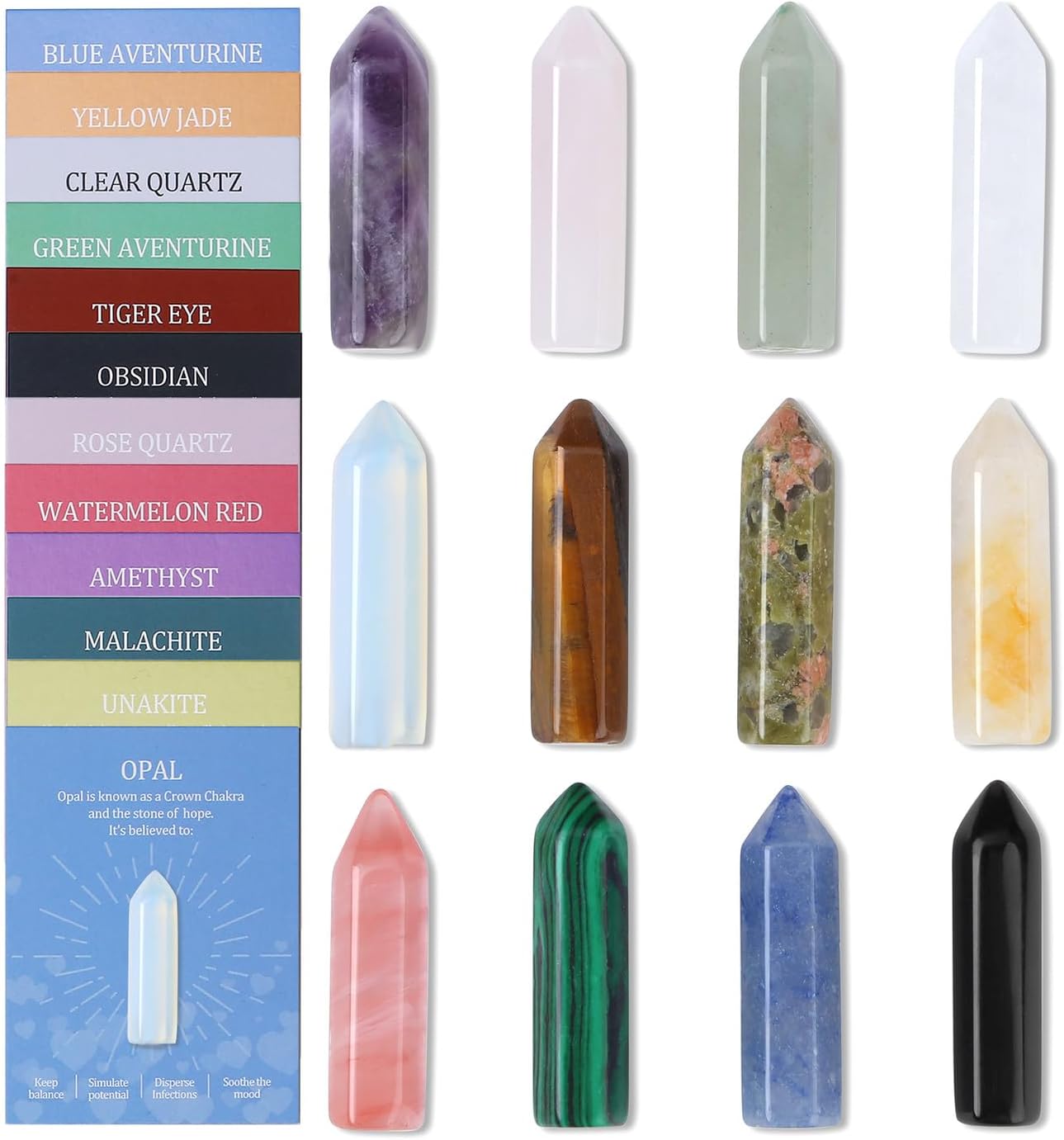 DUQGUHO Worry Stones for Anxiety, Meditation Reiki Relax Thumb Worry Stones, Crystals and Healing Stones Bulk 12PCS, Stress Relief Gifts for Women