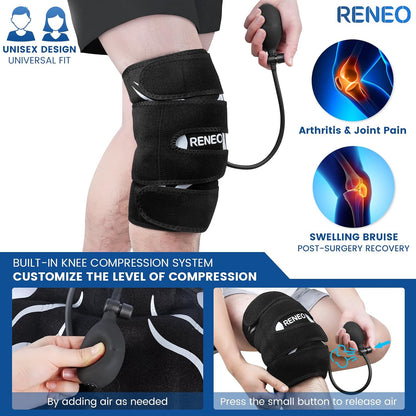 RENEO Compression Knee Ice Pack Wrap with Air Pump