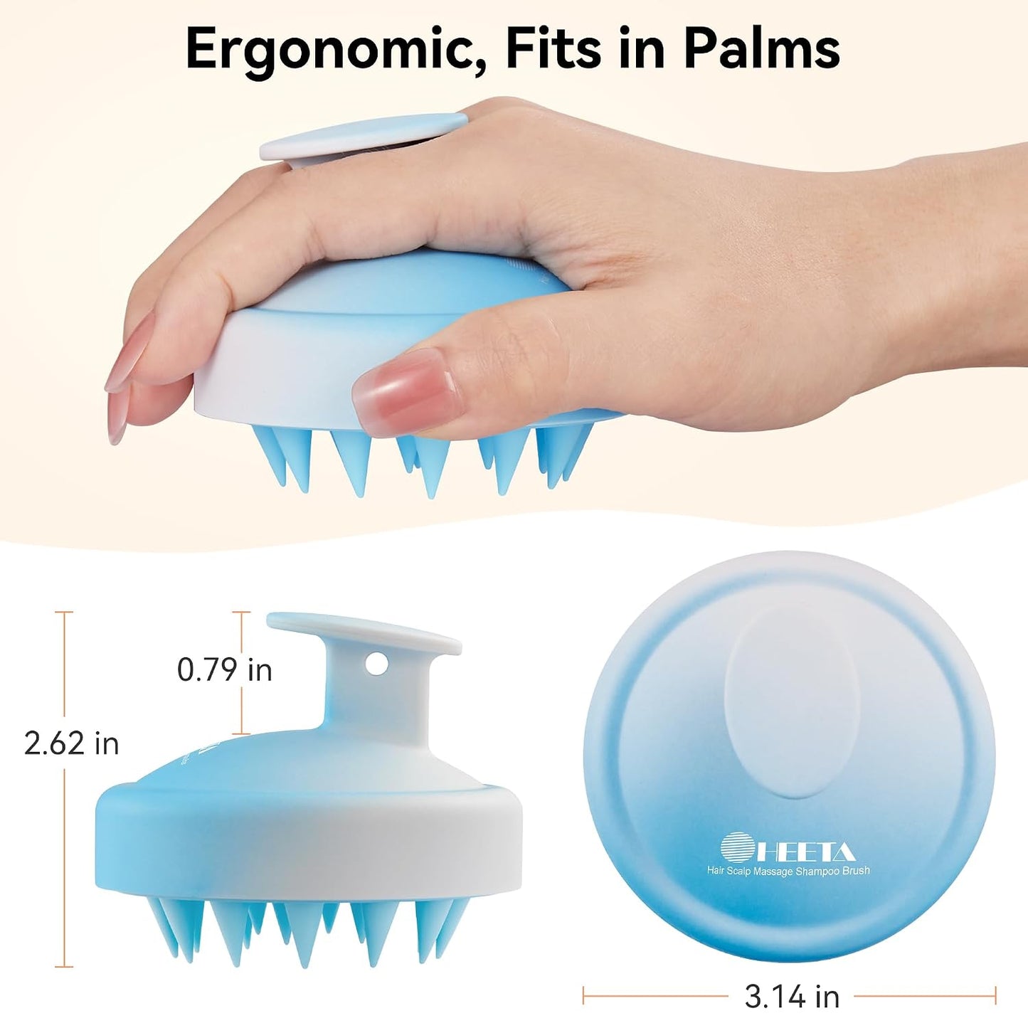 HEETA Scalp Massager Hair Growth, Soft Silicone Scalp Scrubber Shampoo Brush for Exfoliation, Dandruff Removal Head Massage Stress Relax, Wet & Dry Use for Thick Thin Curly Hair Care, Black