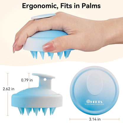 HEETA Scalp Massager Hair Growth, Soft Silicone Scalp Scrubber Shampoo Brush for Exfoliation, Dandruff Removal Head Massage Stress Relax, Wet & Dry Use for Thick Thin Curly Hair Care, Black