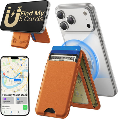 TWZKG for MagSafe Wallet, Works with Apple Find My,5 Card Holder with Stand