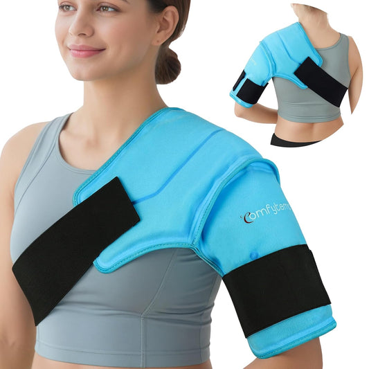 Comfytemp Shoulder Ice Pack Wrap Shoulder Brace Compression Sleeve for Shoulders Pain Relief, 2 Gel Ice Packs for Injuries Reusable, Cold Therapy for Rotator Cuff Recovery, Fathers Day Dad Gifts Men