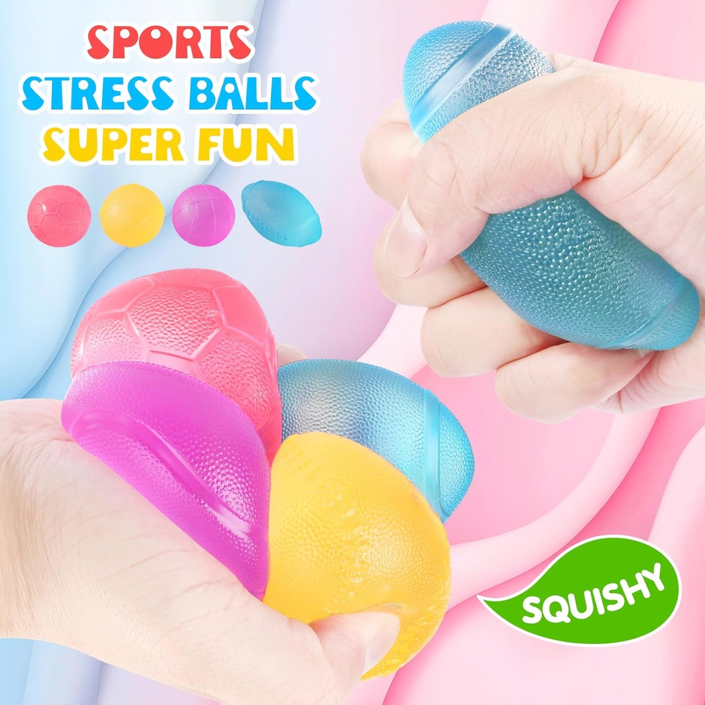 4Pack Fidget Toys Mini Squishy Stress Cube, Stress Balls for Kids, Adults Squishies Anxiety Stress Relief, Ice Squishy Cube Sugar Balls, Sensory Toys for Kids with Autism, Fidgets for Classroom Prize
