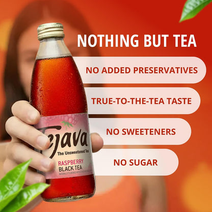 Tejava Raspberry Unsweetened Black Iced Tea, 12 fl oz, Pack of 4