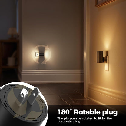 Briignite Night Lights Plug into Wall, Modern LED Night Light Plug in, Dusk to Dawn Sensor,Amber Night Light 0-100LM Adjustable Brightness, Dimmable NightLight for Hallway, Bedroom, Stairway, 2 Pack