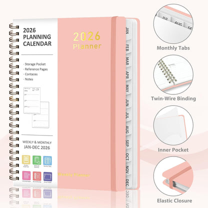 Planner 2026-2027, Weekly and Monthly Calendar Planner, JUL 2026 - JUN 2027 | Academic Year, Daily Agenda Book, A5(6.3'' x 8.5''), Sprial Bound, Inner Pocket, Office School Use