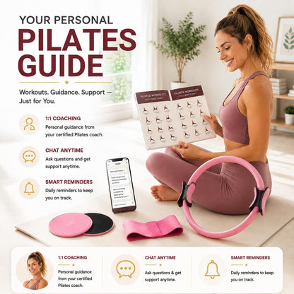 Chobokiang Pilates Kit for Women, Home Workout Equipment Set with Ring, Ball, Resistance Bands, Core Sliders & Ankle/Wrist Weights, Pilates Essentials Kit for Full Body Sculpt, Fat Burn & Beginners