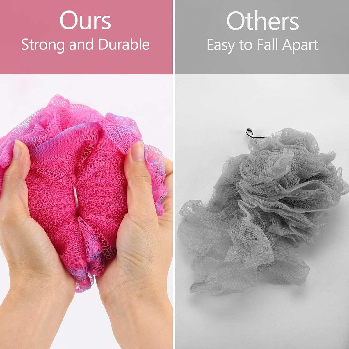 BTYMS 75g/Pc Large Loofahs Shower Sponge, Exfoliating Body Scrubber Shower Scrunchies Mesh Pouf Bath Sponges - Pack of 6