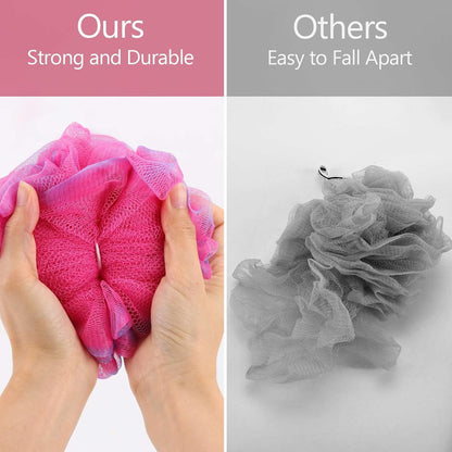 BTYMS 75g/Pc Large Loofahs Shower Sponge, Exfoliating Body Scrubber Shower Scrunchies Mesh Pouf Bath Sponges - Pack of 6