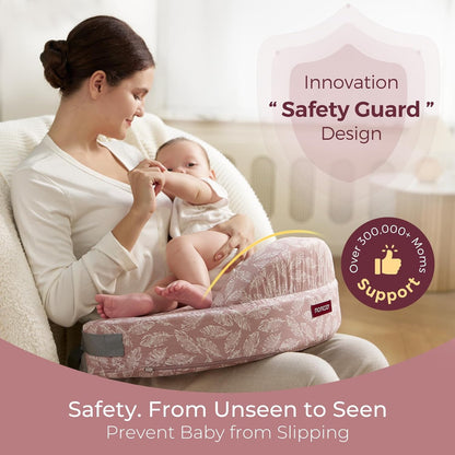 Momcozy CozyPro Nursing Pillow - All Around Lumbar & Arm Support - Safety Guard, Firm & Springy Memory Foam-Stable, Ergonomic Support, Easier Breastfeeding, Wider Cushion, Adjustable, Removable Cover