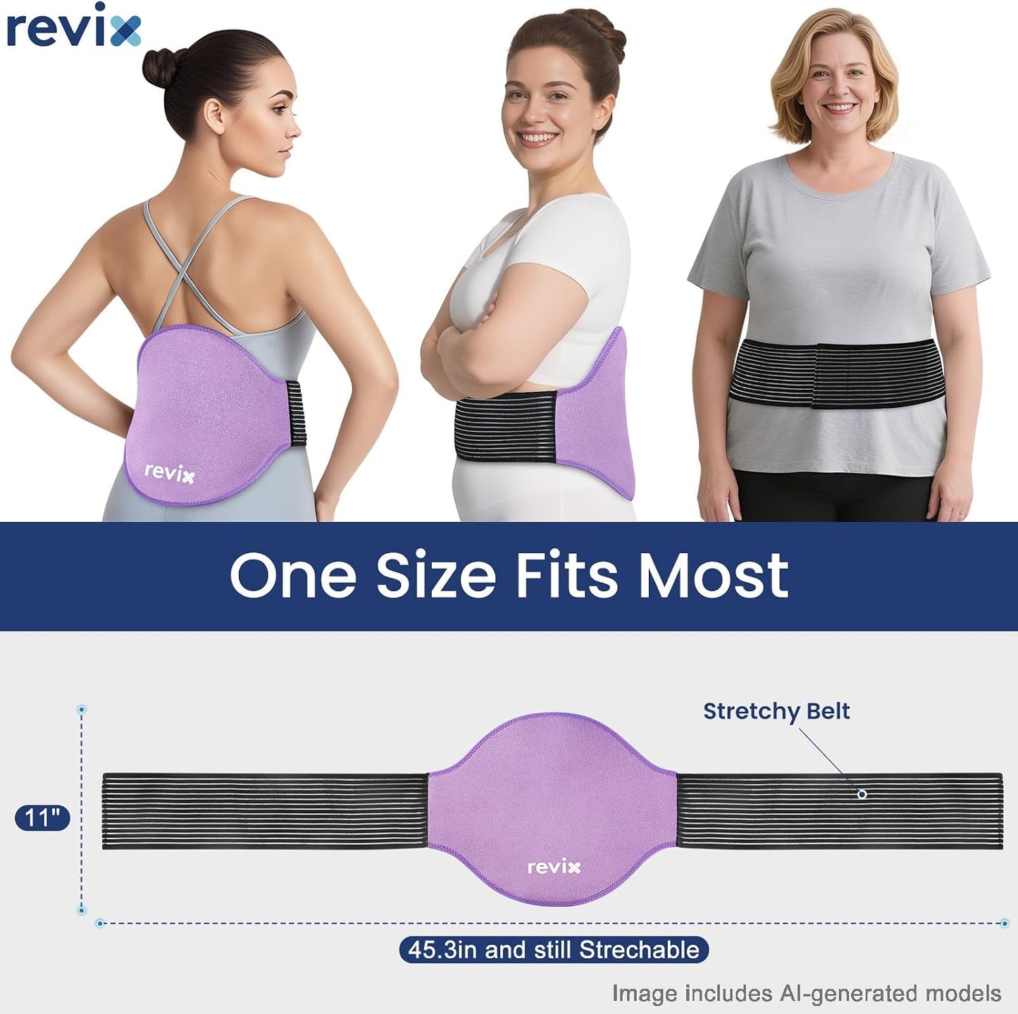 REVIX Extra Large Ice Pack for Back, 2 Packs, Reusable Gel Ice Pack Wrap for Lower Back, 13.4” x 11”, Cold Compress Therapy for Waist, Lumbar Discomfort Relief, Muscle Relaxation, Blue