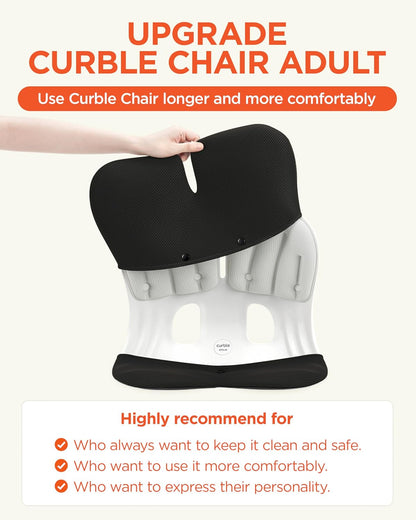 curble Grand– Extra Wide Ergonomic Seat Support, Sit Straighter Without Effort, Passive Posture Trainer for Office, Home & Car (Grey)