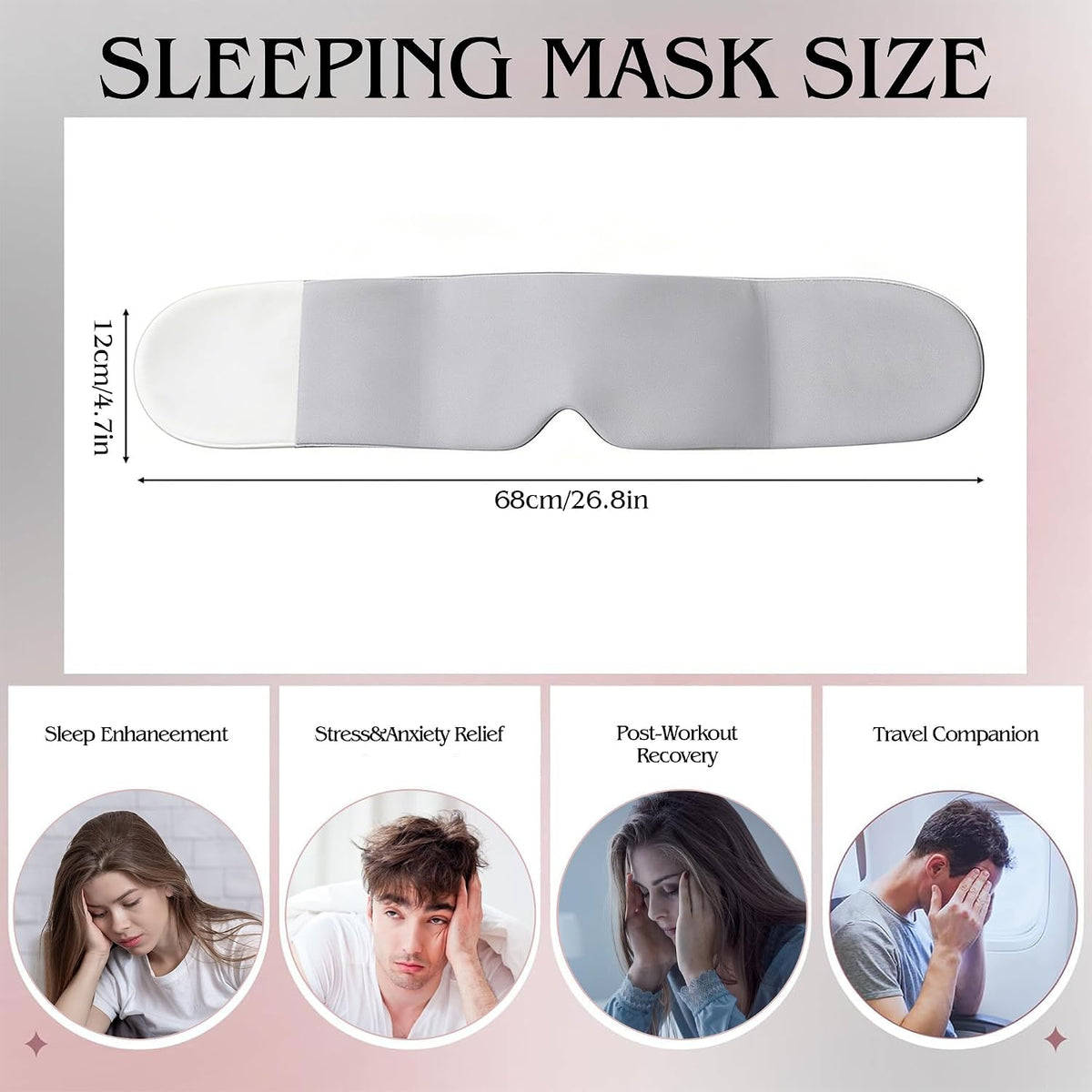 Weighted Sleep Mask for Side Sleepers, 100% Blackout Eye Mask for Sleeping with Adjustable Strap, Dual-Sided Cooling Silk & Warm Cotton Blindfold, Zero Pressure Eye Cover for Travel, Nap & Yoga