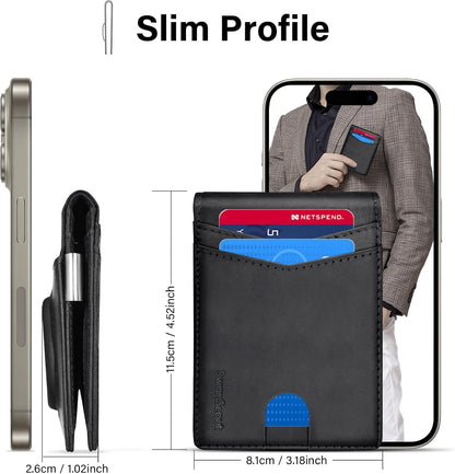 SwanScout Wallet for Samsung Galaxy SmartTag2, Money Clip Version, RFID Blocking Genuine Leather Bifold Wallet With Gift Box (Not Include Tracker)