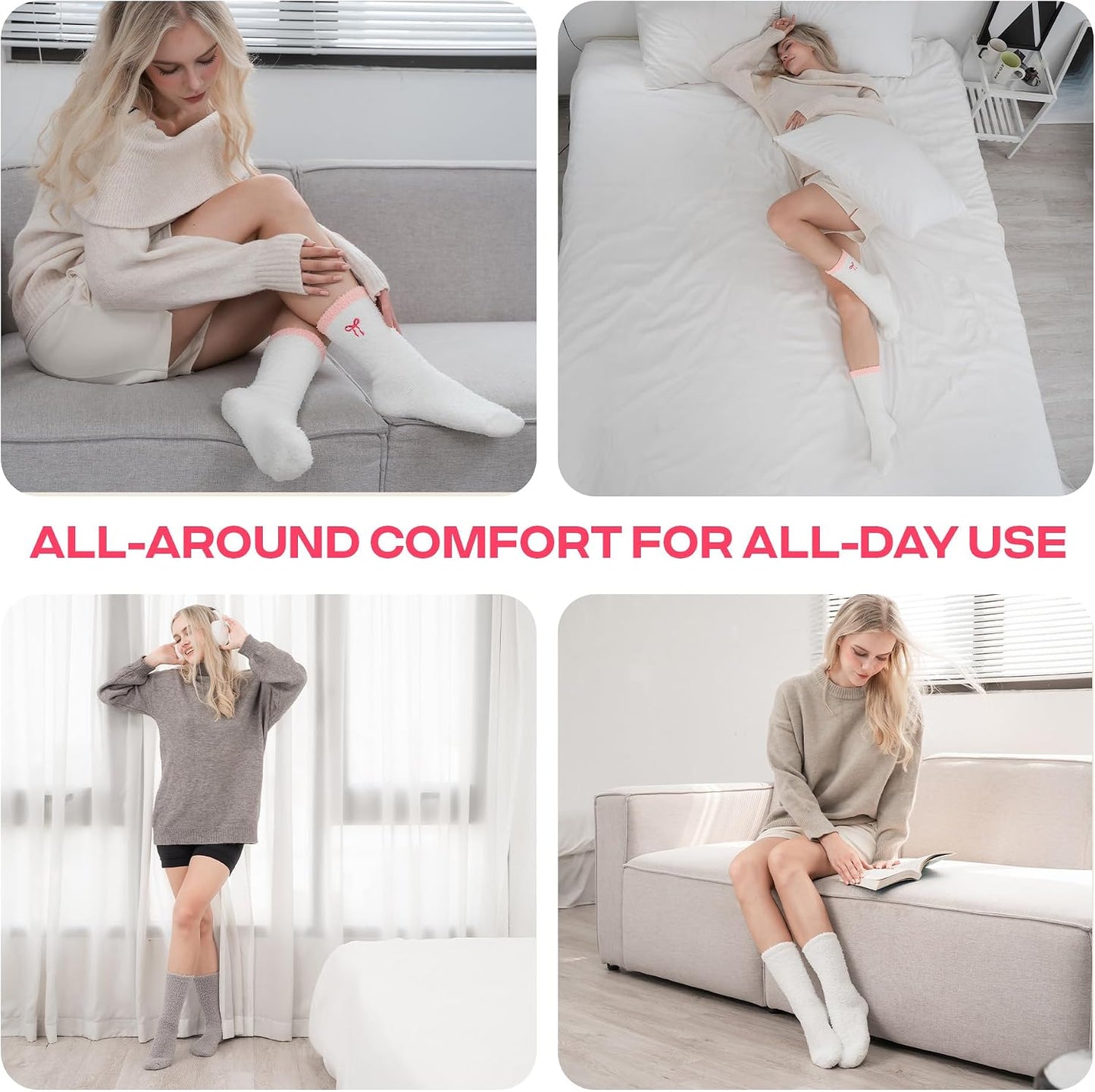 COOLMATE Fuzzy Socks for Women Gift Box – Cozy Soft Cloud Socks for Spa Home, Mother’s Day Gifts for Mom Grandma