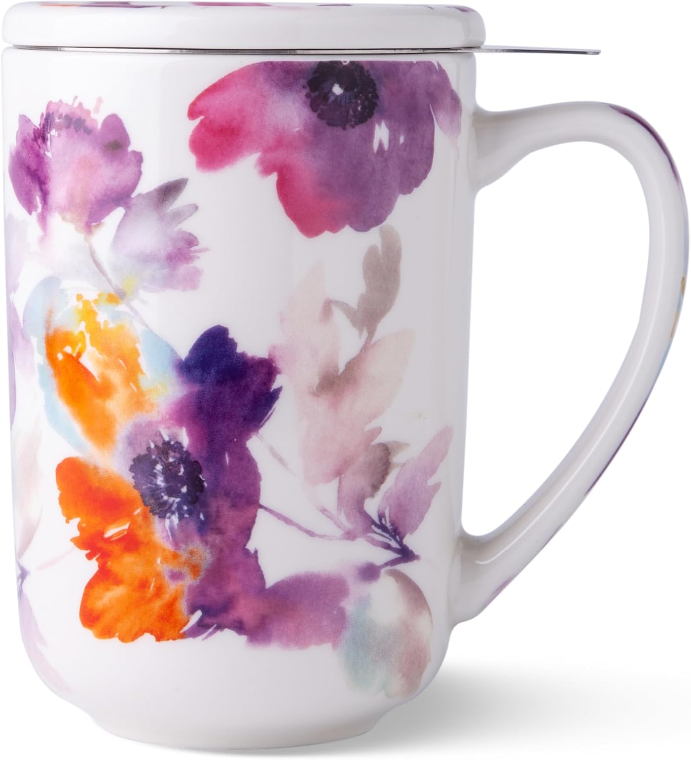 AmorArc Porcelain Tea Mug with Infuser and Lids, 18 Oz Large Cup Strainer with Bag Holder for Loose Leaf Tea, Steeping Coffee Mug for House-warming Wedding Birthday Gift