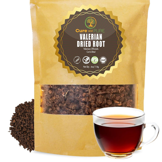 Cure Wid Pure Organic Valerian Root for Sleep 4oz - Cut & Sifted Loose Tea