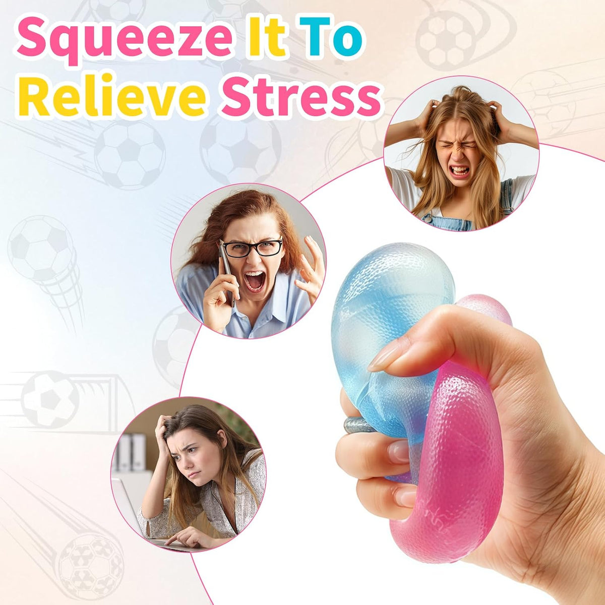 4 Pcs Stress Balls Fidget Toys, Sports Ball Stress Relief Toys