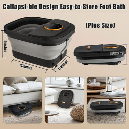 Foot Spa Bath Massager with Heat, Bubble, Temperature Control, Remote Control, Touchscreen, Pumice Stone, Pedicure Foot Spa Gift for Man Women Mother Father (Plus Size)