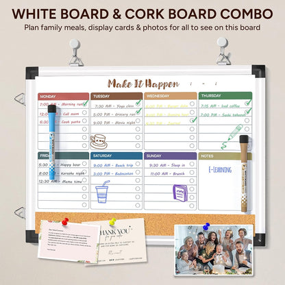 Marsrock Weekly Dry Erase Board, 17"x13", Double Sided, Colorful
