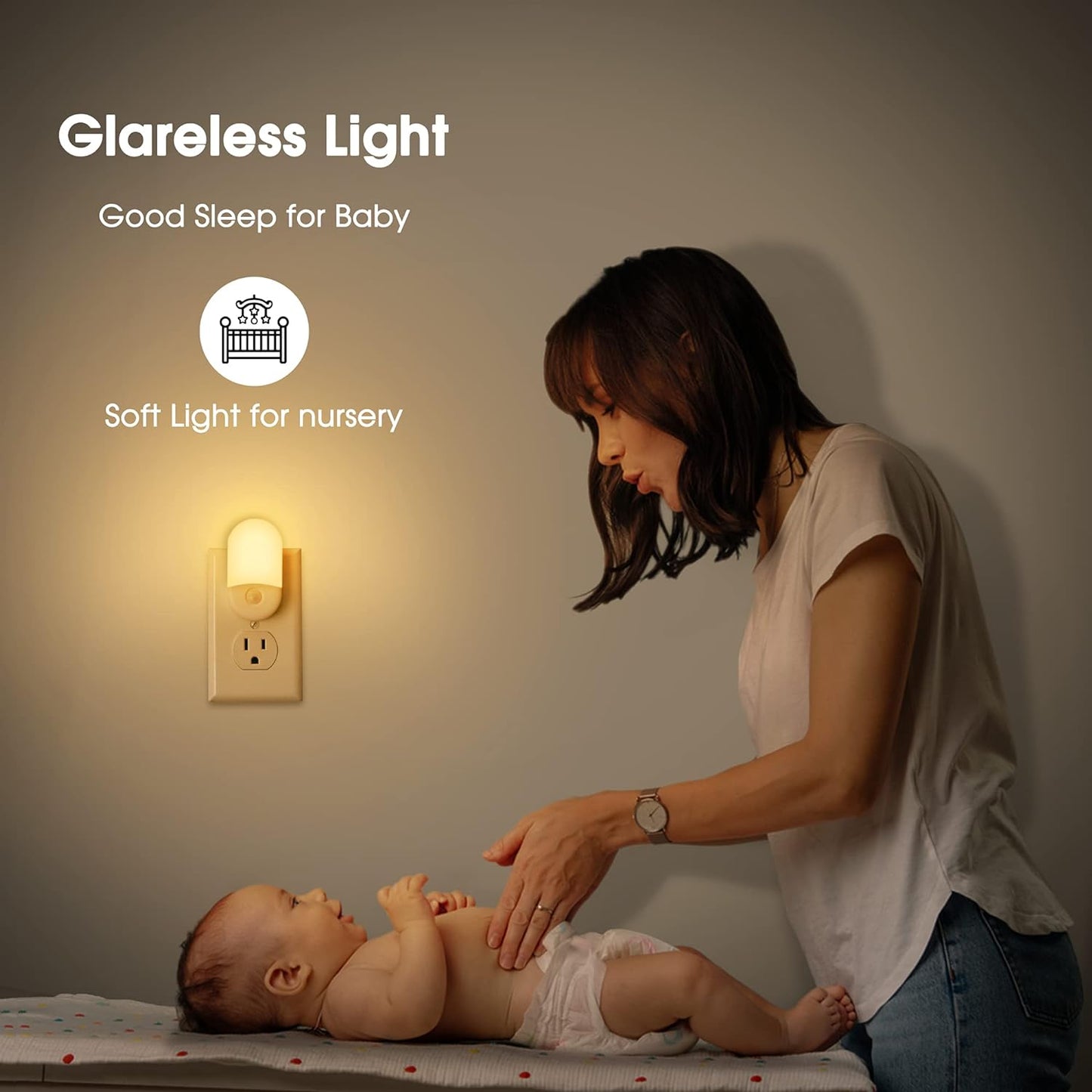 L LOHAS LED Amber Night Light, Night Lights Plug into Wall[2 Pack], 0.6W 2000K LED Night Light, Dusk to Dawn Sensor, 30/60LM Adjustable Brightness, Automatic Low Blue Nightlight for Kids, Bathroom