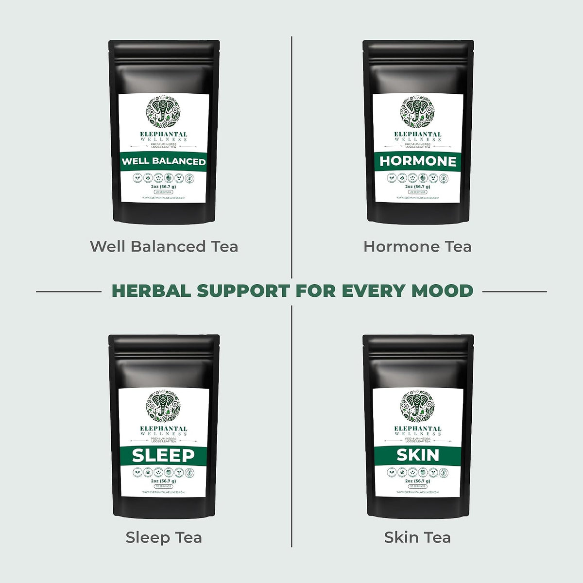 Elephantal Wellness Premium Detox Herbal Tea | Daily Liver, Kidney, Blood & Digestive Support with Turmeric, Nettle Tea, Milk Thistle, Dandelion Tea & Burdock | Handmade, Caffeine-Free Loose Leaf Blend | 2oz, 20 Servings