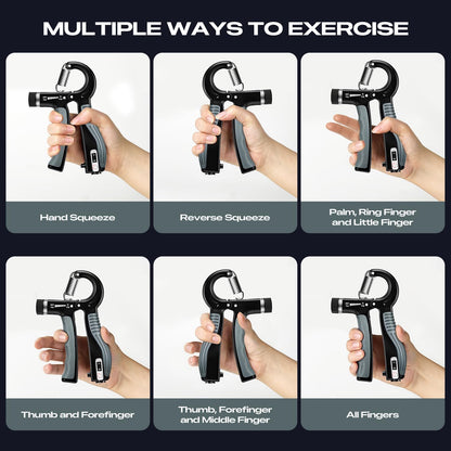 JTHEW Grip Strength Trainer - Adjustable Resistance 11-132lbs/5-60kg Hand Gripper & Forearm Strengthener Device with Smart Counter for Sports & Rehab