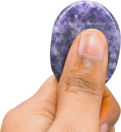 Amazing Gemstone Labradorite Thumb Worry Stone, Anxiety Stone, Healing Crystals - Piedra Crystal Fidget for Gift, Meditation, Calming, Relaxation, Stress Relief - Colors A