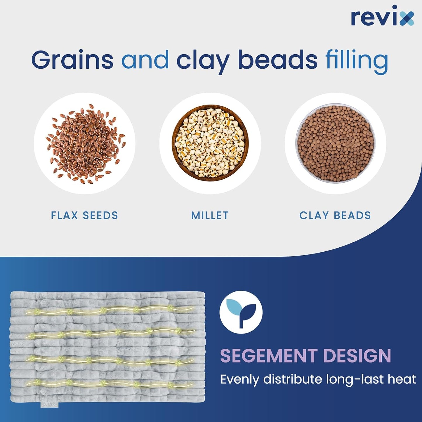 REVIX 6 * 12" Moist Heating Pad Microwavable, Reusable Microwave Heating Pads for Joints, Weighted Heat Packs with Flaxseeds for Shoulders, Neck, Back, Unscented