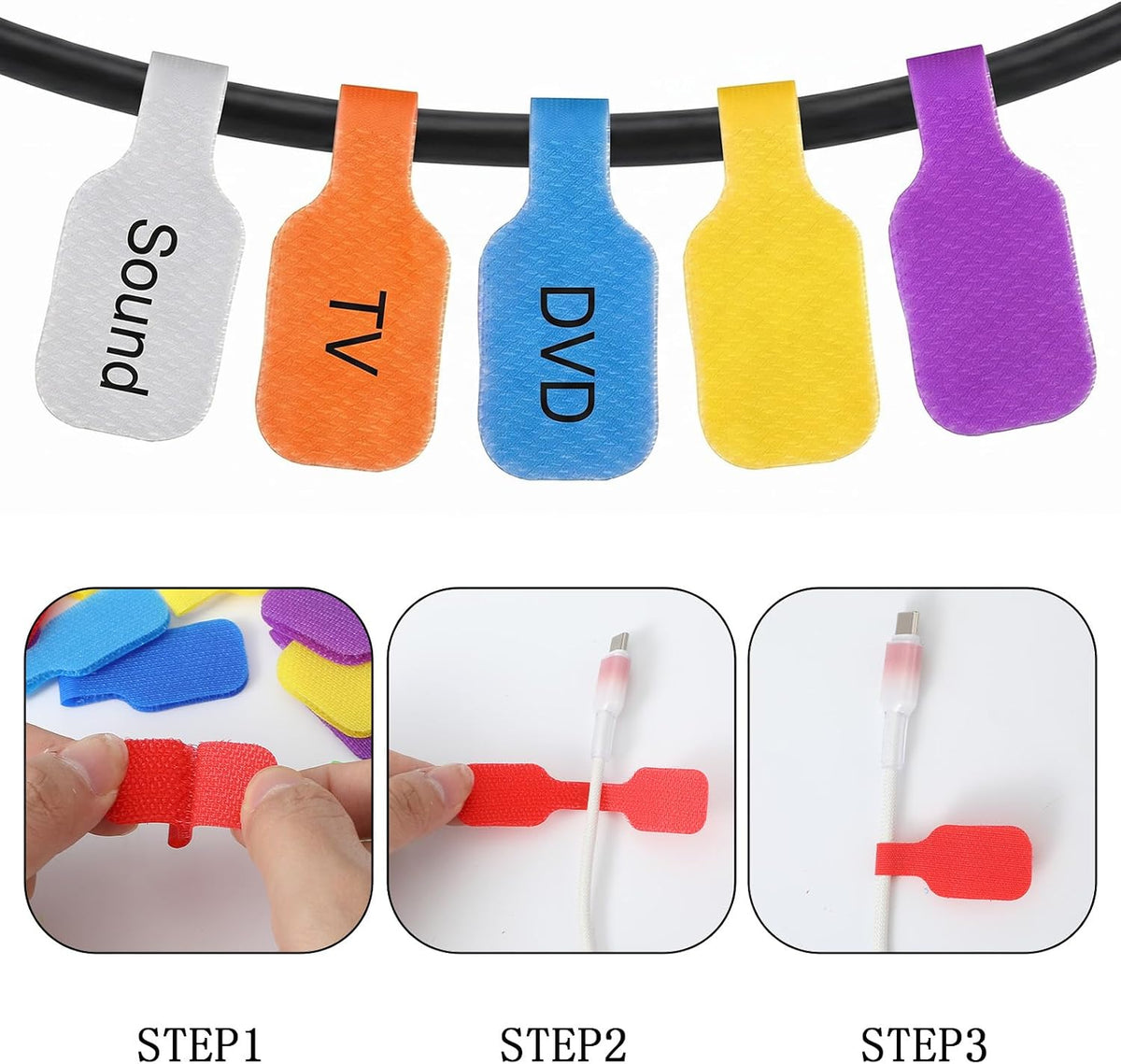 40 Pcs Cable Labels for Cords, Cord Labels for Electronics Write-On Reusable