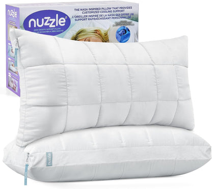 Nuzzle Cooling Adjustable Pillow for Side Sleepers,Queen Size Bed Pillow 4 Pack – Hotel Luxury Neck Support, Height Adjust Soft Sleeping Pillow for Back, Stomach or Side Sleepers-Home Gift