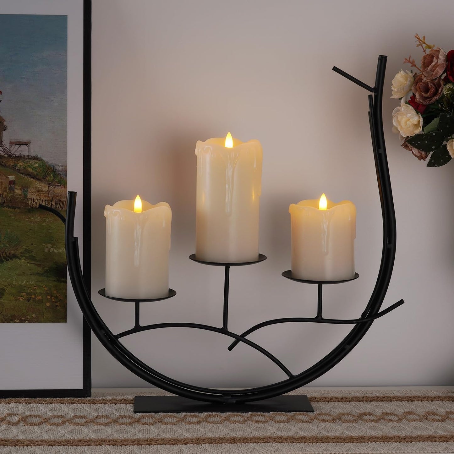 Homemory 6"x3" Outdoor Waterproof Flameless Candles, LED Candles, Battery Operated Candles with Remote and Timers, Electric Fake Plastic Pillar Candles, Ivory White, Set of 2