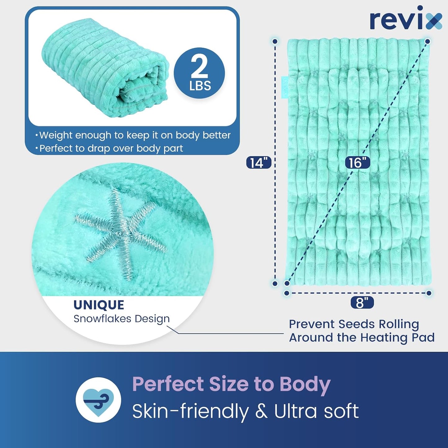 REVIX 6 * 12" Moist Heating Pad Microwavable, Reusable Microwave Heating Pads for Joints, Weighted Heat Packs with Flaxseeds for Shoulders, Neck, Back, Unscented
